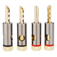 4 Dynavox Bananenhohlstecker, Vergoldet, Bananenstecker, Bananen Stecker, Banana