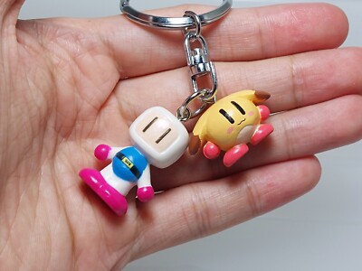 Bomberman White Bomber & Pommy Keychain Figure Hudson Soft Japan