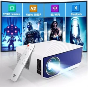 Nouveau projecteur Wielio 1080P 12000 Lumen 4K Vidéo portable pour la maison Wifi & Bluetooth
