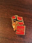 Vintage 1988 Seoul Olympics Coca Cola Hodori Tiger Norway Flag Lapel Pin