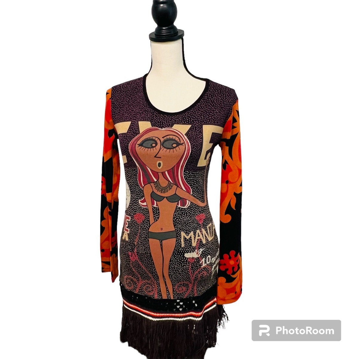 Custo Vintage” Custo Barcelona “Eve” Print Mini Dress/tunic Top 