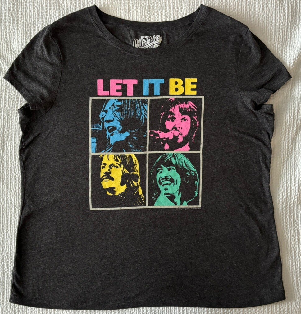 Beatles Womens XXL T-shirt Old Navy Rock Concert Band Black Gray