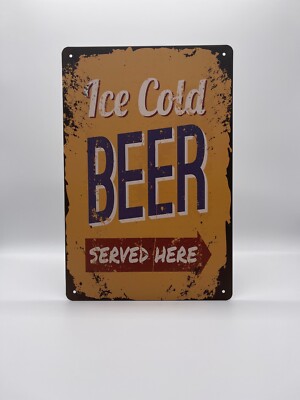 Blechschild Cold Beer 20x30cm Nostalgie Retro Reklame Vintage Deko Geschenk Bier