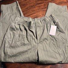 A New Day Women's High-Rise Straight Leg Pull-On Pants L Green w/zipper NWT