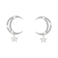 18k white yellow gold gf stud made with SWAROVSKI crystal earrings moon star
