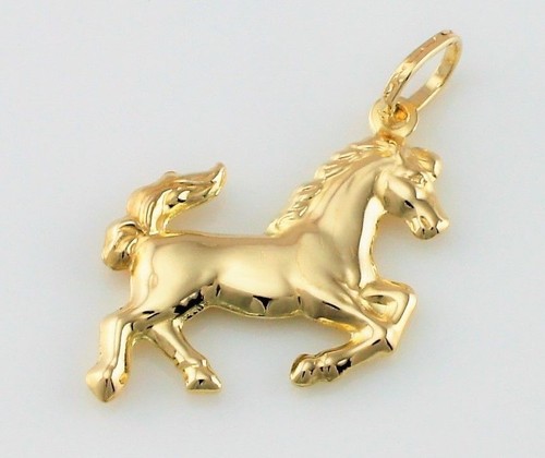 9ct Yellow Gold Horse Pendant / Charm 