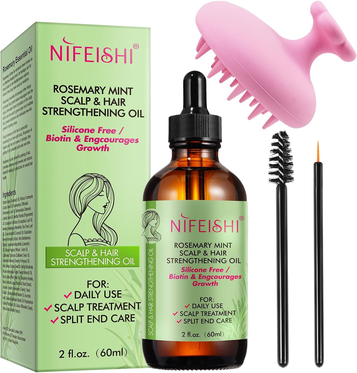 Olio di Rosmarino Bio 120ml per Capelli con Kit Massaggio Ecosostenibile