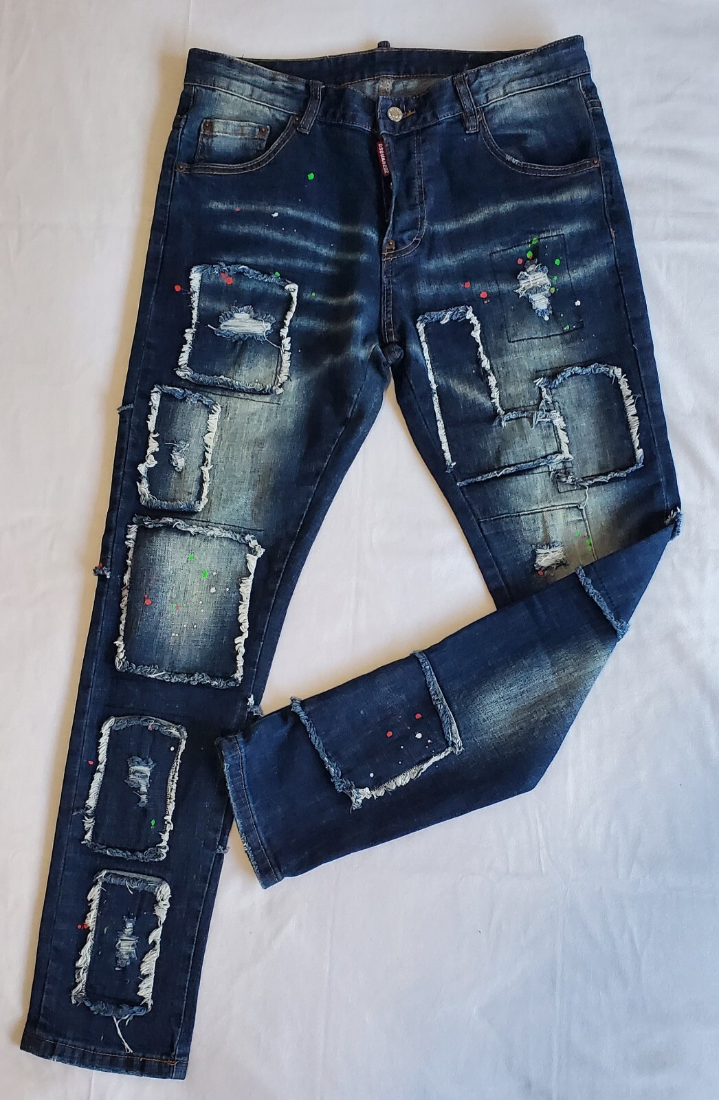 DSQUARED2 PAINT PATCH WORK BLUE DISTRESSED DENIM … - image 8