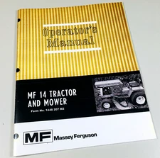 Massey Ferguson Mf 14 Lawn Garden Tractor Mower Operators Owners Manual