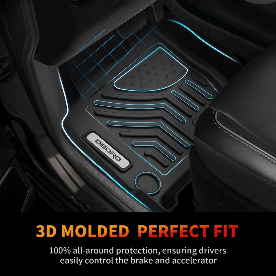 3pcs Floor Mats for 2016-2022 Honda HR-V 2 Row All Season Protection TPE Rubber - Image 2 of 4