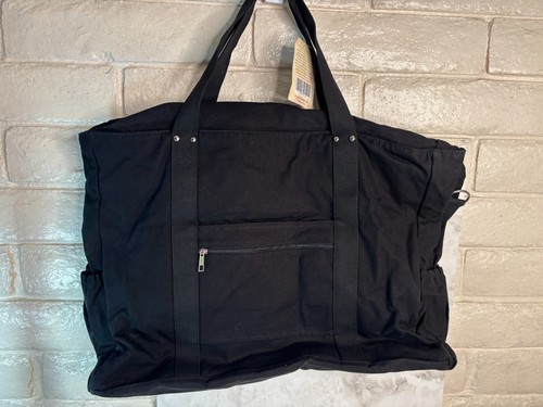 Canvas Tote Bag Oversize XXL -- by Above -- Black & White - Zipper Closure - NWT - Picture 4 of 6