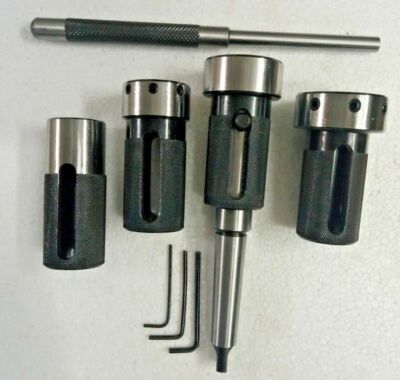 Lathe Tailstock Die Holder Set Of 4 Floating Type MT4 SHANK Holds Metric Die.
