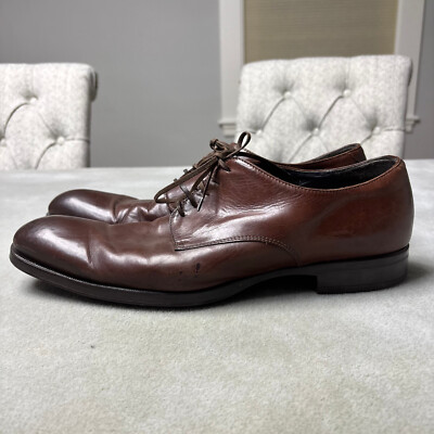 To Boot Brown Leather Plain-Toe Derby Shoes Dustin Burnished Brown Leather Men main image 4