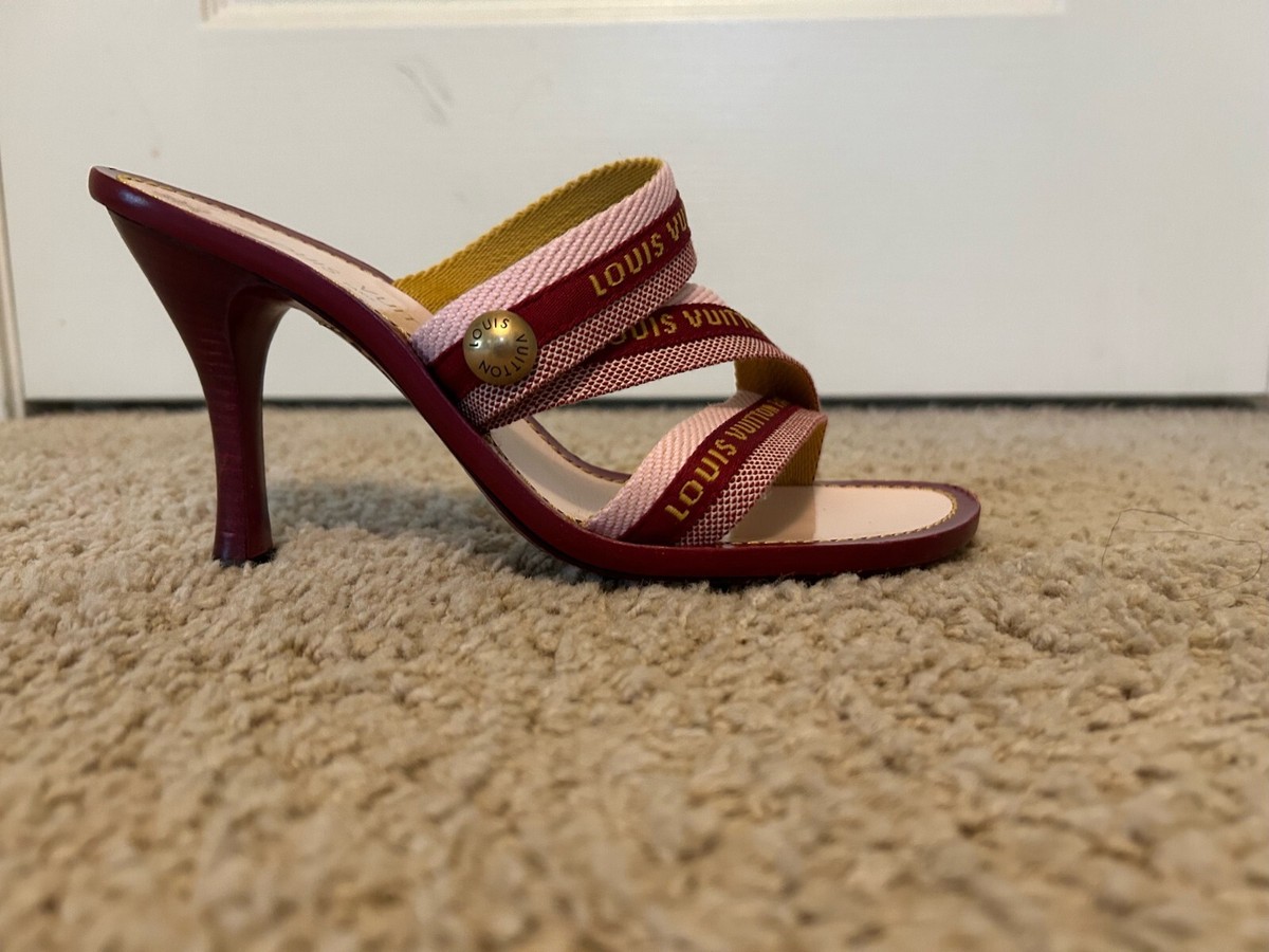 H.AT LOUIS VUITTON レッド ミュール 美品 Louis Vuitton Strappy Red Bottom Sandals 38.5 | eBay