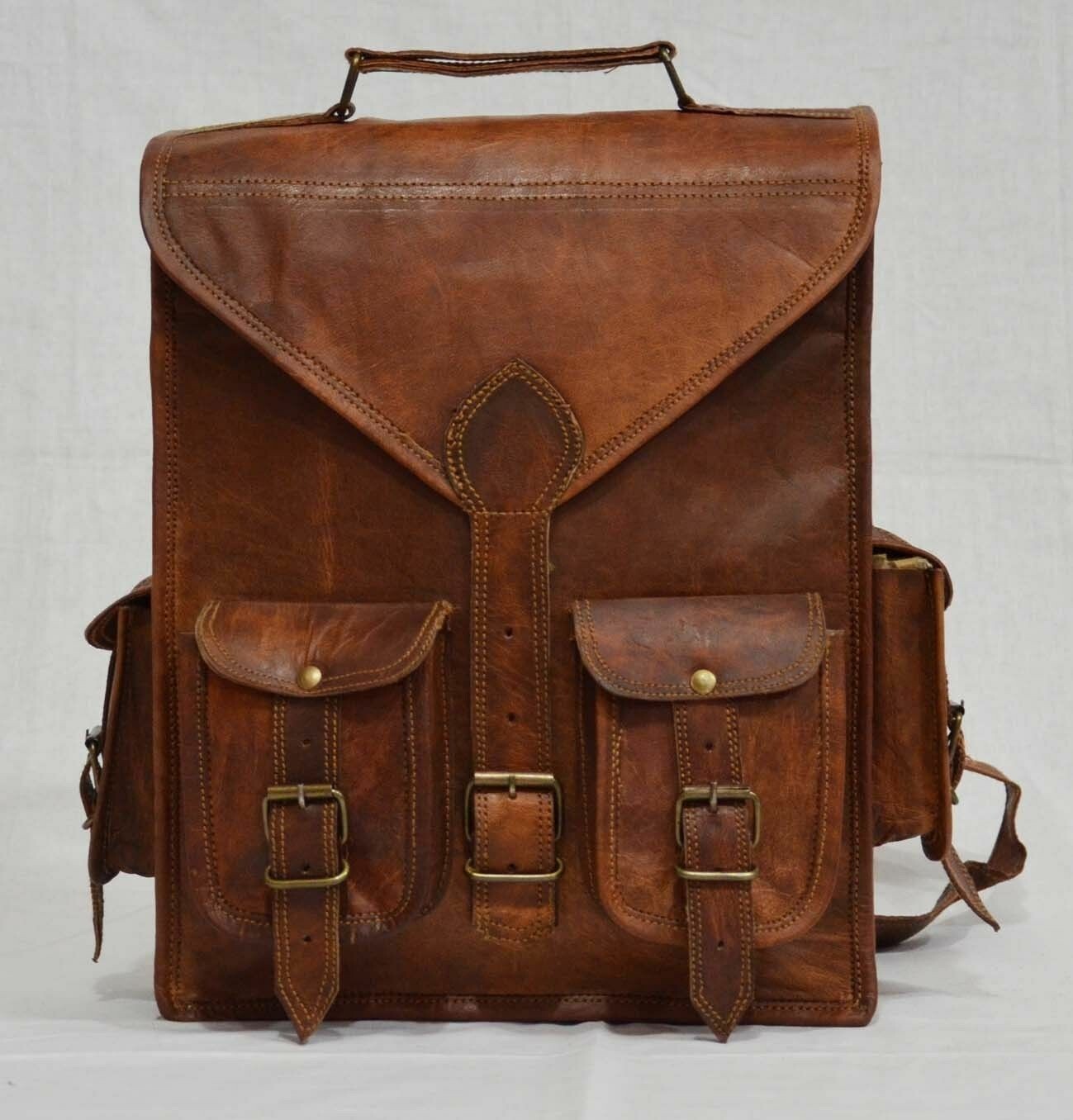 Leather Backpack Messenger New Laptop Rucksack Men's Handmade Bag