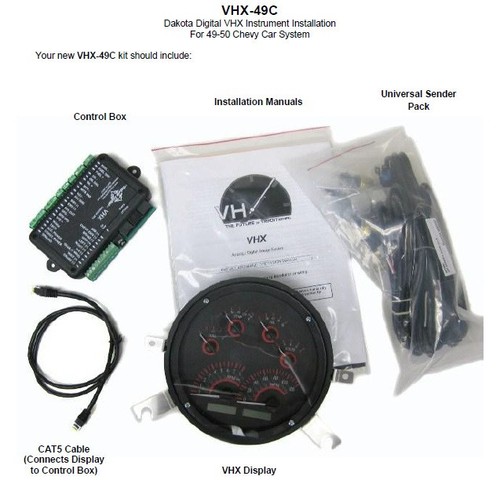 Dakota Digital 49 50 Chevy Car Analog Gauges System Black Alloy Blue VHX-49C-K-B - Picture 5 of 6