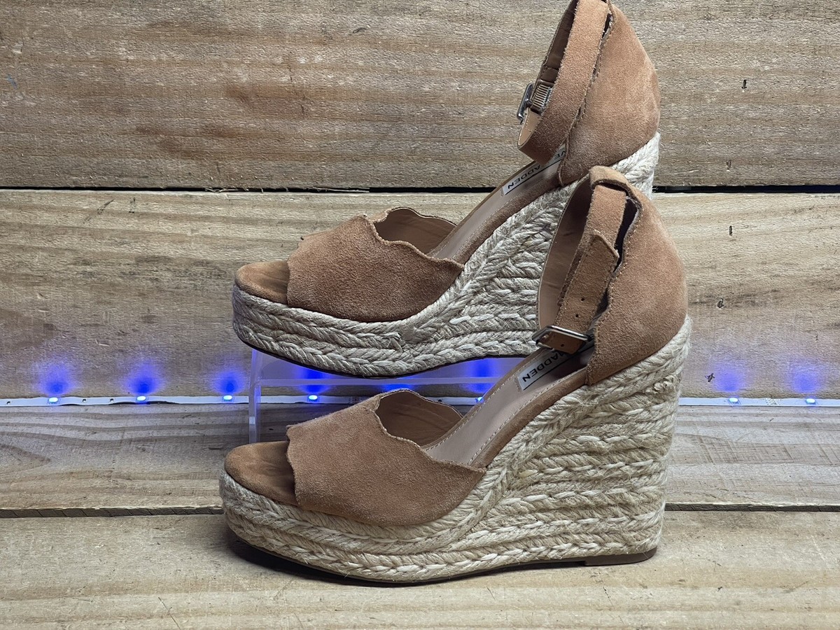 Steve Madden Womens Size 7M Susana Camel Suede Leather Espadrille