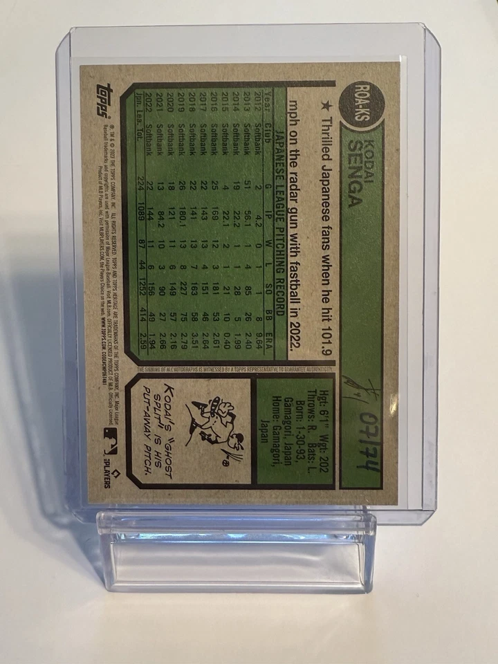 2023 Topps Heritage High Number - Red Ink Autograph RC #ROA-KS Kodai Senga /74  - Image 2 of 2