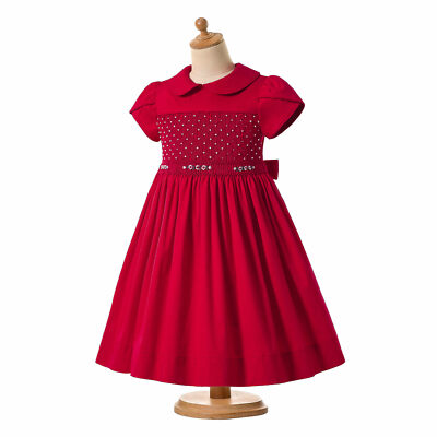 Girls Smocked Dress Christmas Party Princess Pleated Dresses Red Short Sleeve US | eBay Girls Smocked Dress Christmas Party Princess Pleated Dresses Red Short Sleeve US | eBay