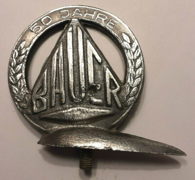 Bauer 50Jahre  NOS Fahrrad-Kotflügel Badge Emblem Hood Abzeichen