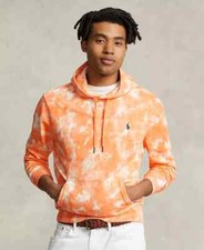  168 Polo Ralph Lauren Men's Tie-Dye French Terry Hoodie, Orange, XS