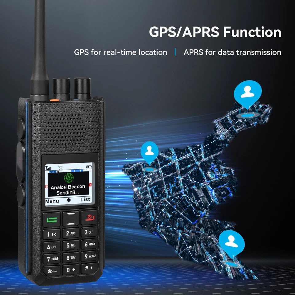 Radioaficionado H1 DMR AES256 Doble Banda Digital con GPS APRS Walkie Talkie Largo Alcance Foto 2 de 4