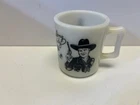 Vintage 1950s Hopalong Cassidy Milk Glass Childs Mug Cup Black Graphic