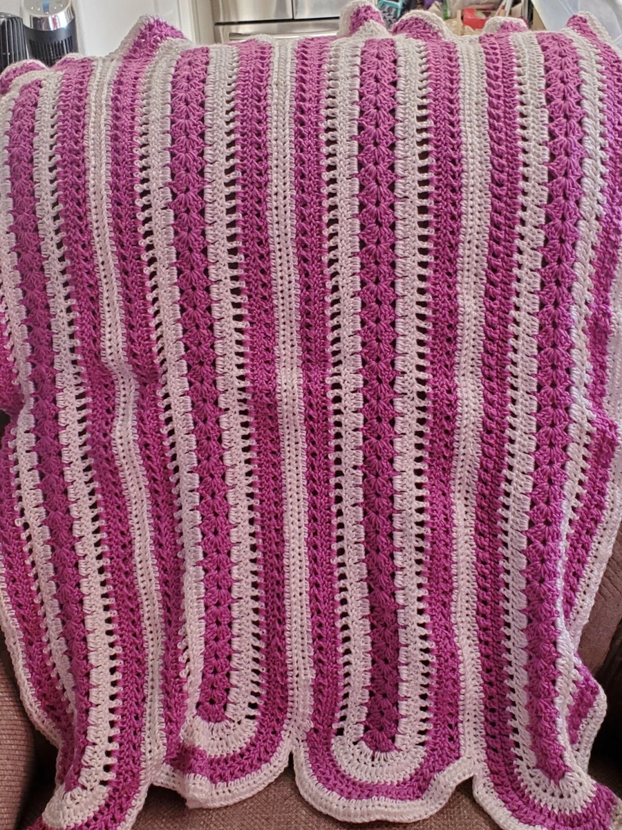 Purple and white crochet blanket new arrivals
