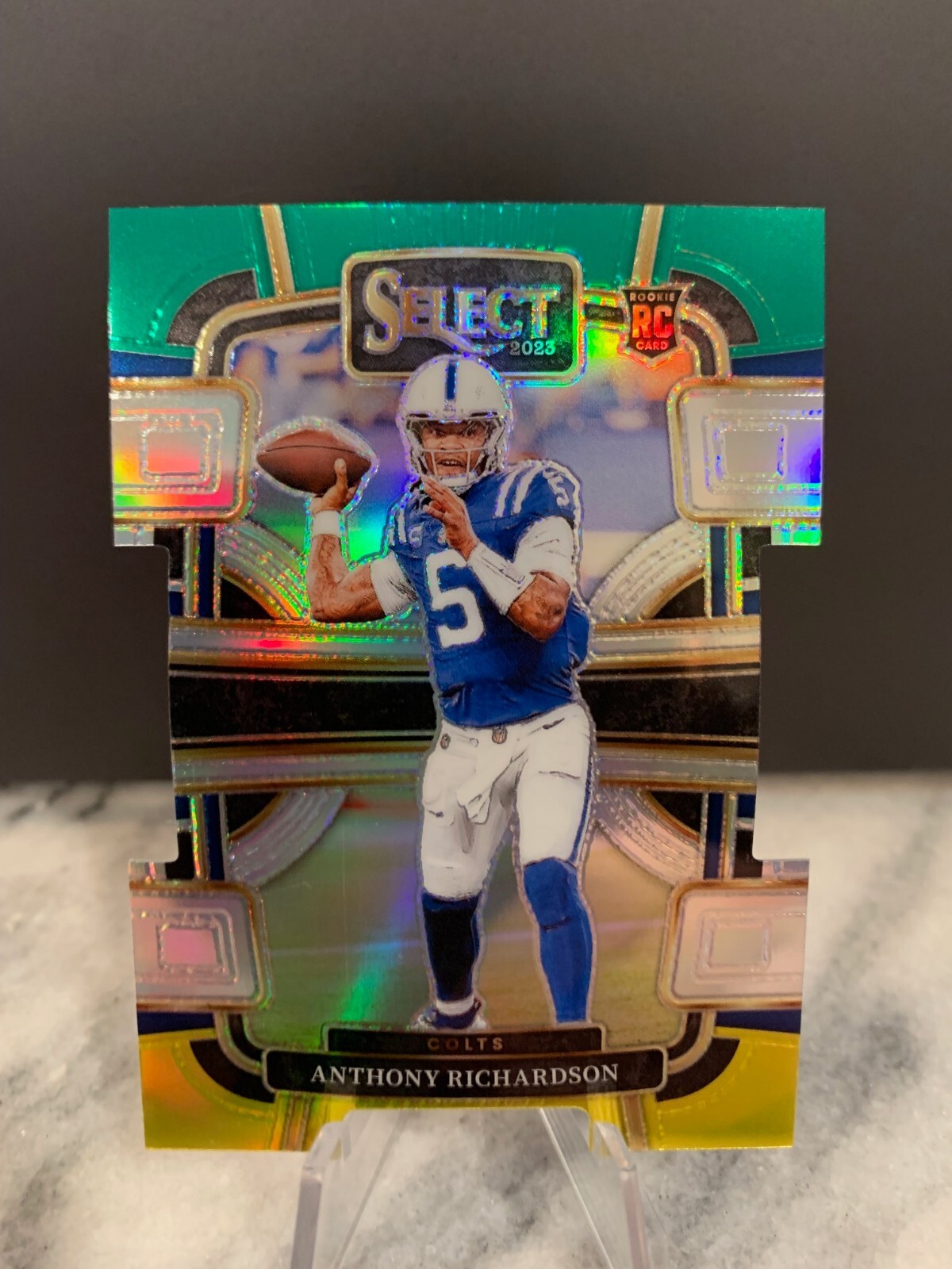 2023 Panini Select - Anthony Richardson Concourse Green & Yellow Die Cut RC #43