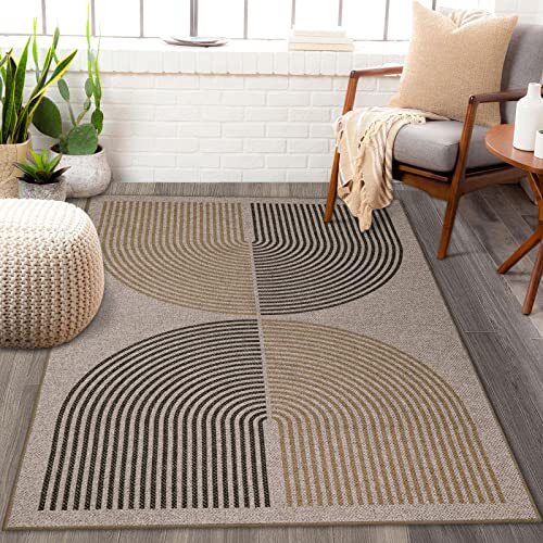 Modern Rainbow Easy Jute Rug, 3x5 Patio Rug Washable Rugs for 3' X 5' Nature - Foto 1 di 6