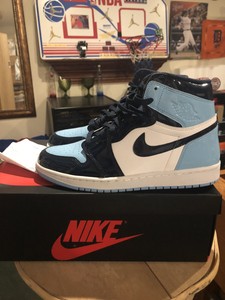 Vnds Womens Nike Air Jordan 1 Retro High Og Blue Chill Unc Patent Leather Sz W11 Ebay