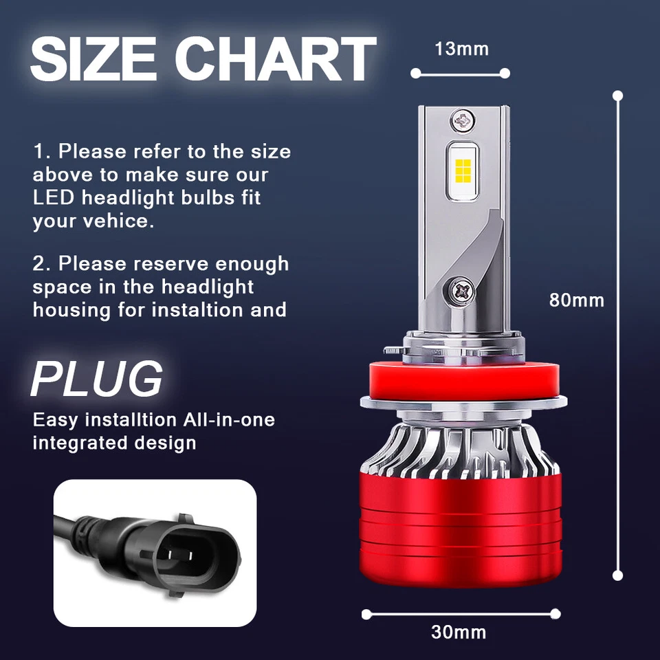 Faros LED de haz alto bajo antiniebla bombillas blancas para Acura MDX 2004 2005 2006 Foto 3 de 4
