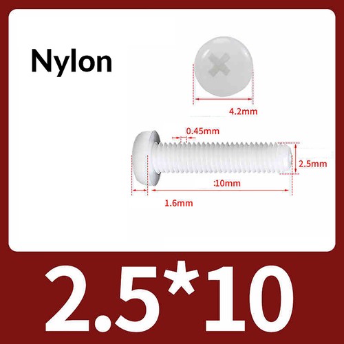 Nylon Kunststoffschrauben Linsenkopfschrauben Weiß mit Kreuzschlitz M2 M3 M4 ~M8 - Bild 17 von 70