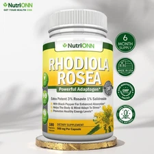Rhodiola Rosea 500mg - Non-GMO- Stress & Energy Support - 180 Vegan Caps