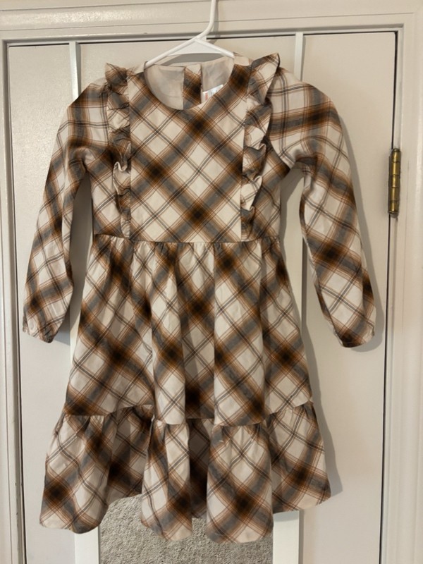 Gymboree Girls 7 Brown Plaid Dress