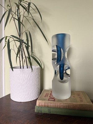 Seltene Milan Machacek Princ Oggetti optische Kunst Glaslinsen konkave Zylinder Vase