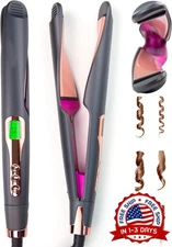 Plancha de pelo Twist Ceramic de 1 pulgada,alisadora y rizadora de doble voltaje