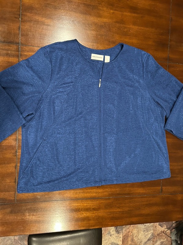 Alfred Dunner Full Zip Dressy Blue Jacket Woman’s Size 20 Polyester Krinkle Look