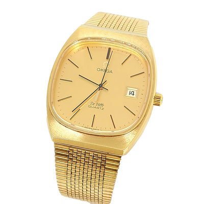 NOS OMEGA De Ville Quartz 1342 Ref.192.0035 Gold Capped Date