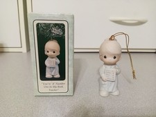 ENESCO PRECIOUS MOMENTS "YOU'RE NUMBER ONE TEACHER" PORCELAIN HANGING ORNAMENT