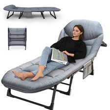 Camping Cot 450 Lb Capacity 75in Folding Portable Heavy Duty BSISHL Grey Adults
