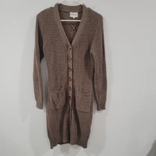 Y2K Olive And Oak Womens Duster Cardigan Sweater Size Small Chocolate Brown