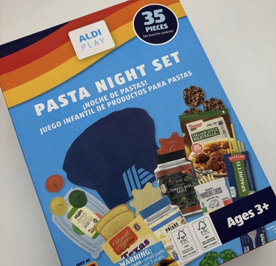 #ad Aldi PASTA NIGHT SET 35pc Grocery Dinner Food Kids Toy Pretend Play Set NEW $39.00