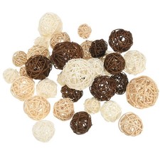 36Pcs Wicker Rattan Balls 4 Sizes(White/Deep Brown/Natural, 2.4",2",1.6",1.2")