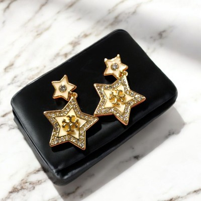 Tory Burch Falling Star 18K-Gold-Plated, Enamel & Glass Crystal Drop Earrings