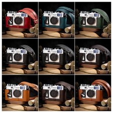 Handmade Genuine Real Leather Half Case Bag Cover Shoulder Strap For Nikon S3