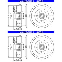 2X Ate Bremstrommeln 200,0Mm Hinten Passend FÜR Audi 80 Coupe Seat Cordoba