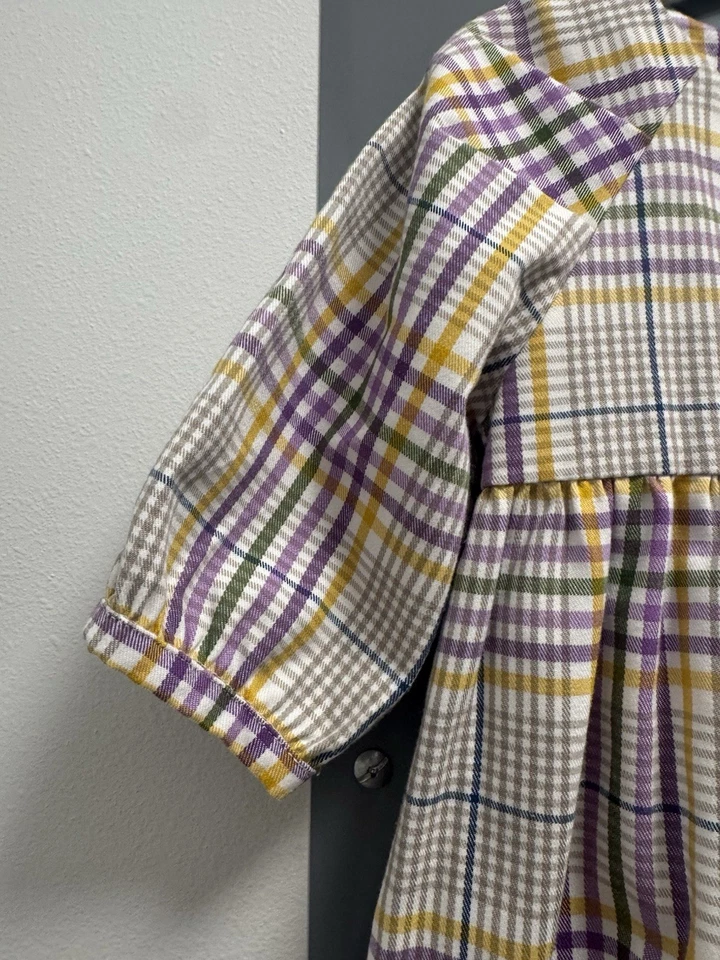 Mayoral Girl’s Size 5 Mardi Gras NOLA Colors Purple & Ivory Check Dress EUC - Image 3 of 4
