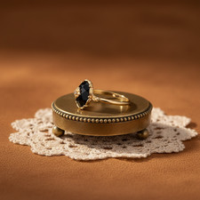 Vintage Oval Cut Black Onyx Engagement Ring, Art Deco Handmade Starburst Wedding