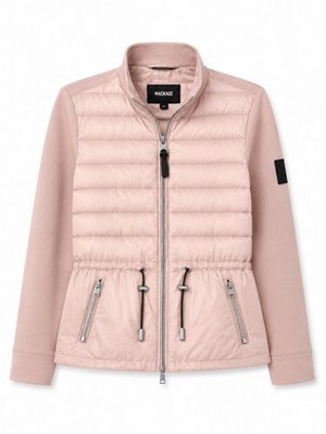 NEW Mackage JOYCE Mixed Media Jacket Petal Pink Down Quilted Sweater Small $350